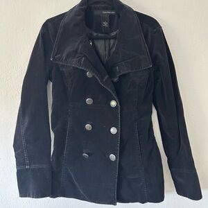 Calvin Klein Women's Black Double-Breasted velour Coat